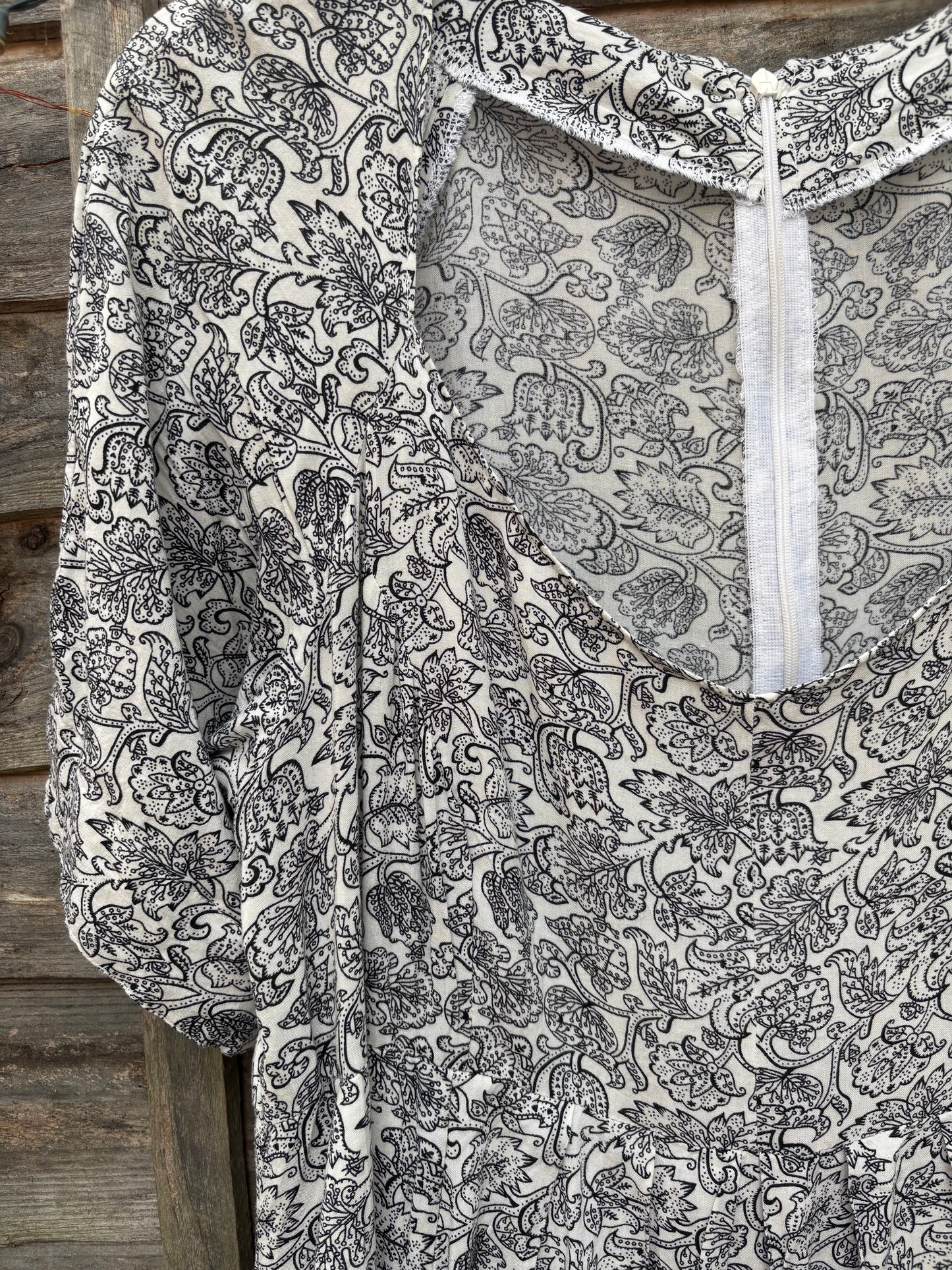 Vintage black and white cotton dress - 12-14 fit