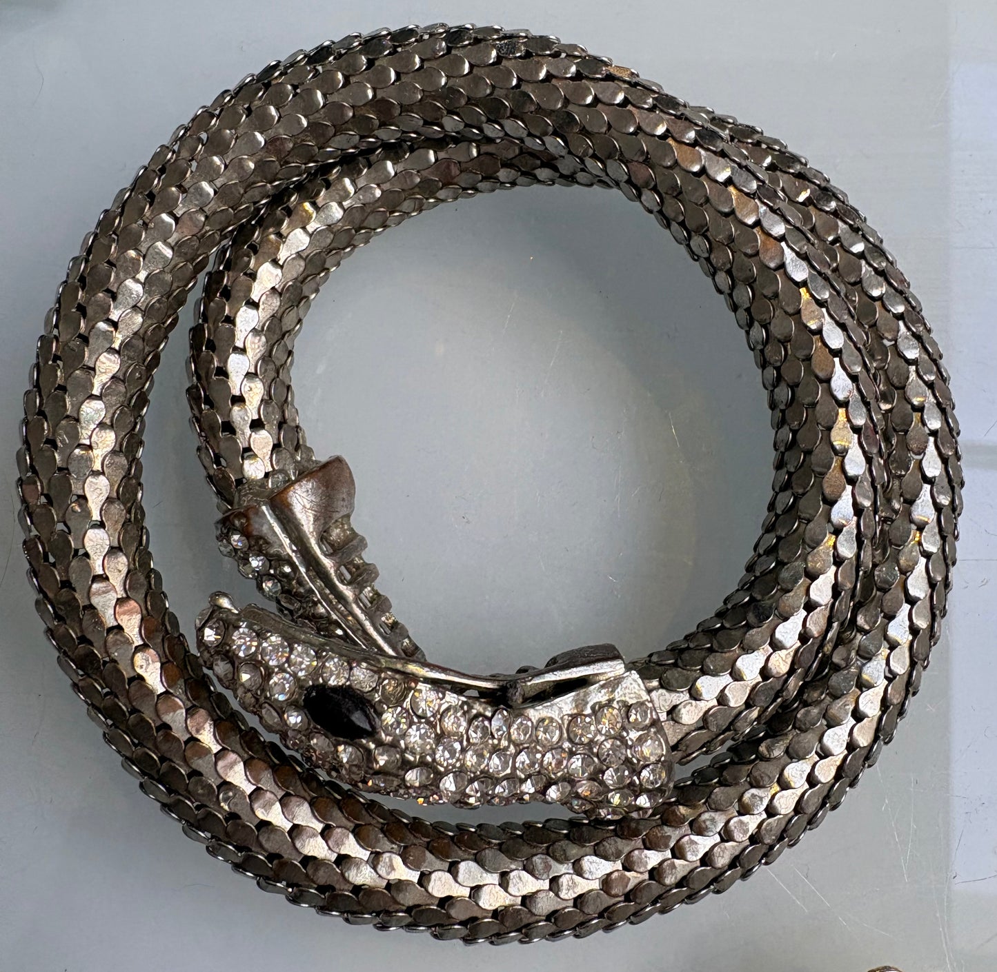 Vintage 80’s Silver Tone Snake Bangle