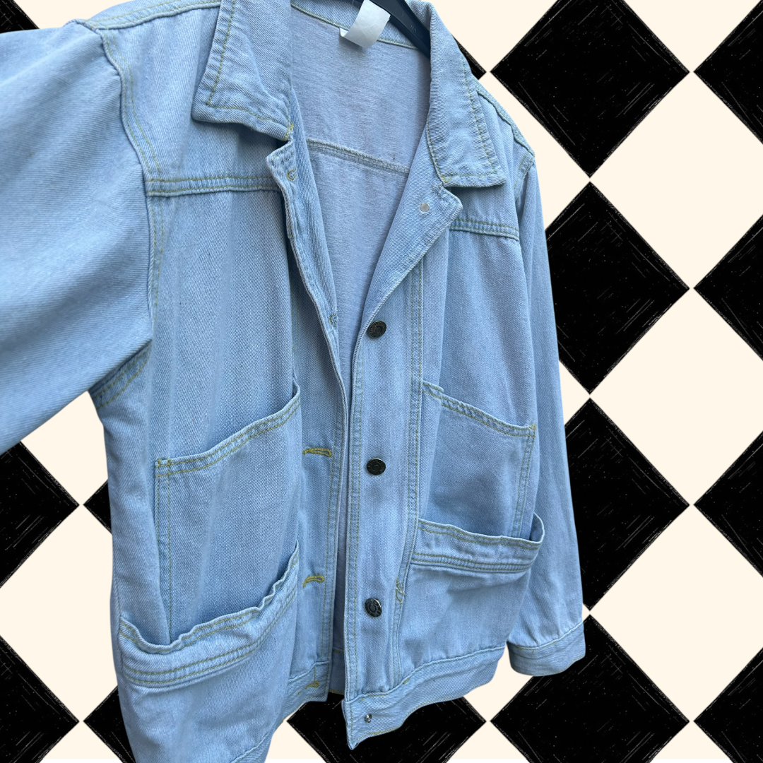 Vintage 90’s Light Blue Denim Jacket - size 10-12 fit