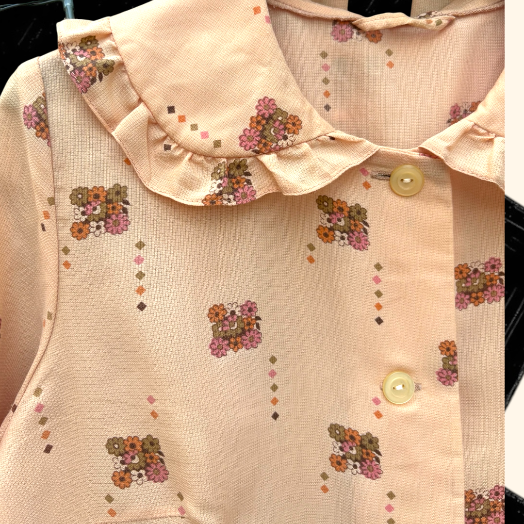 Vintage 1970’s Ditzy Print Sugar Colour Dress - size 10-12