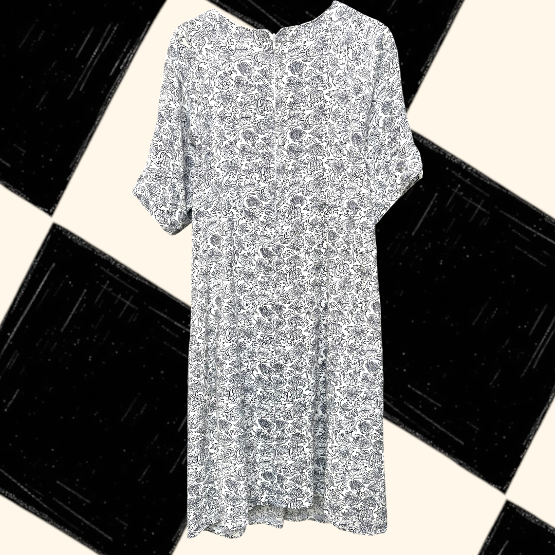 Vintage black and white cotton dress - 12-14 fit