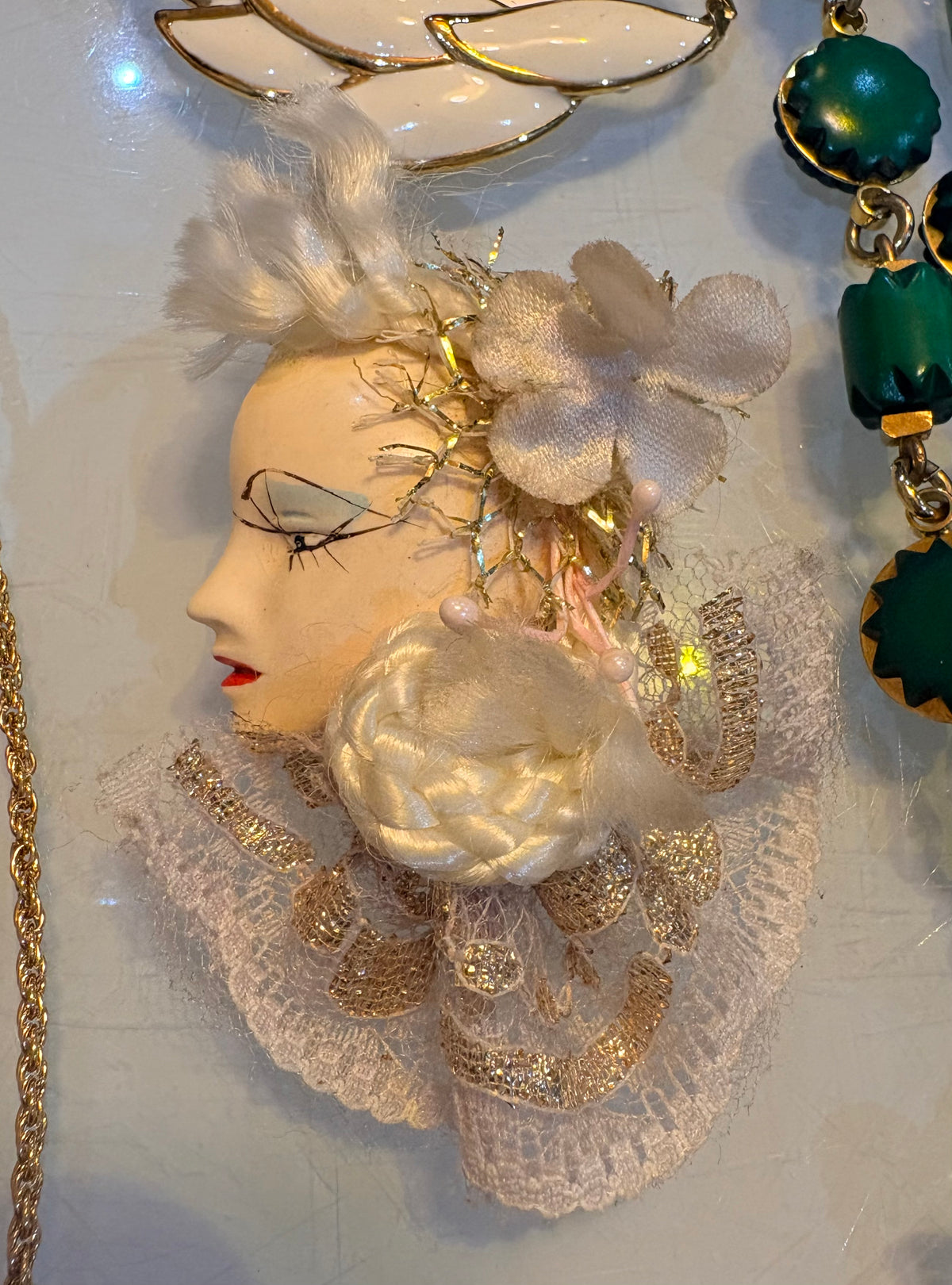 Antique Art Deco Profile Face Brooch