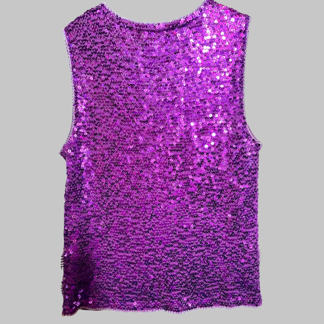 Vintage Purple Sequin Sleevless Top - size 10-14 fit (stretchy)