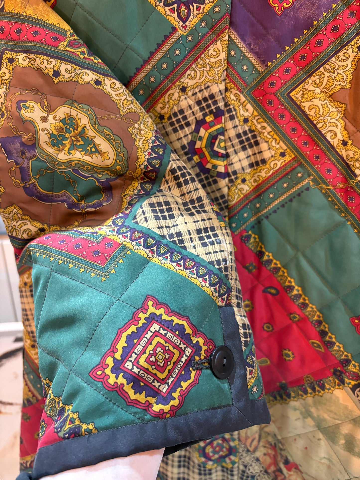 Gerry Webber 80’s Scarf Print Quilted Jacket - size M/L