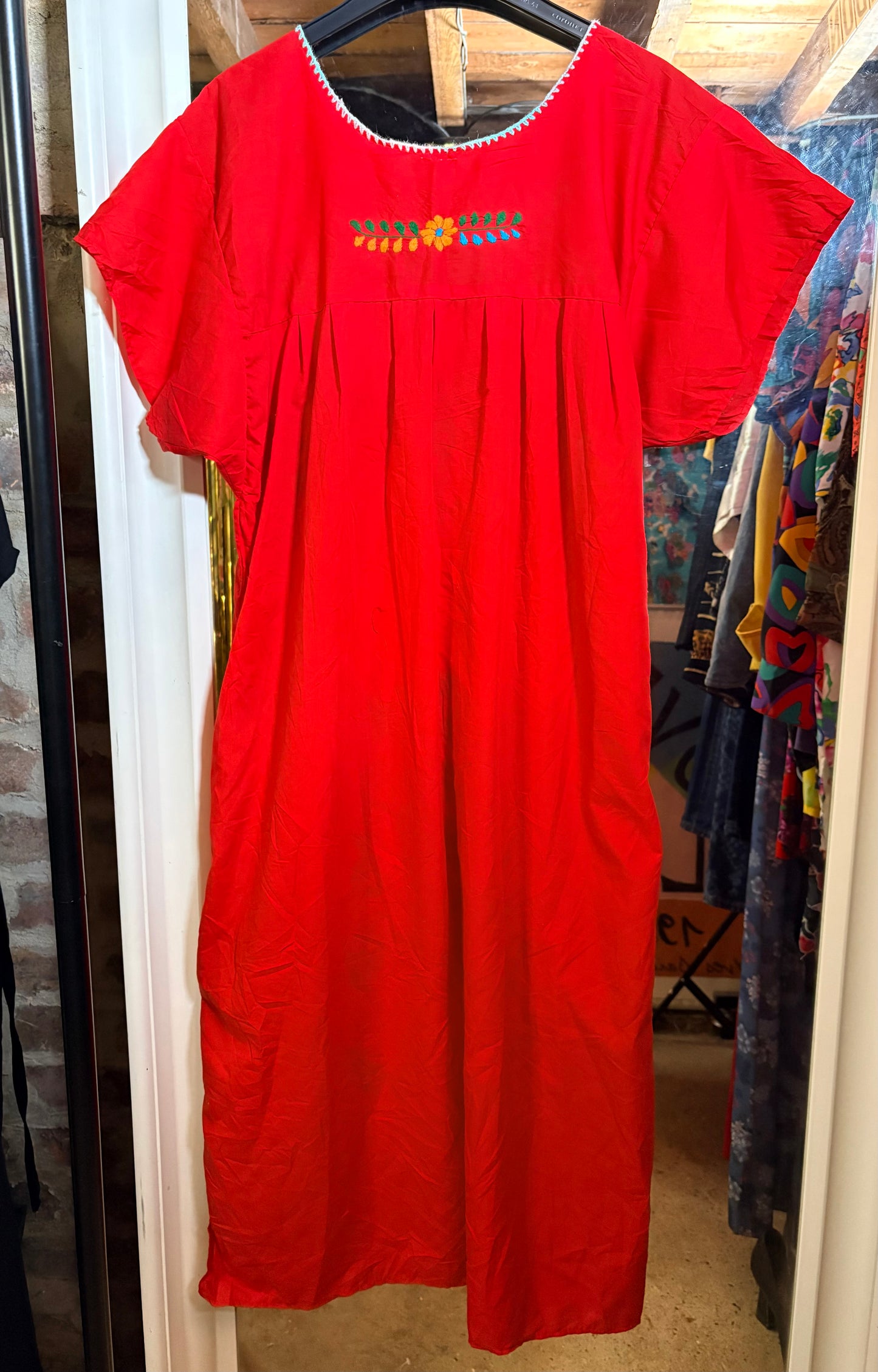 Vintage Red Mexican Dress Dress - size M (up to 14 fit)
