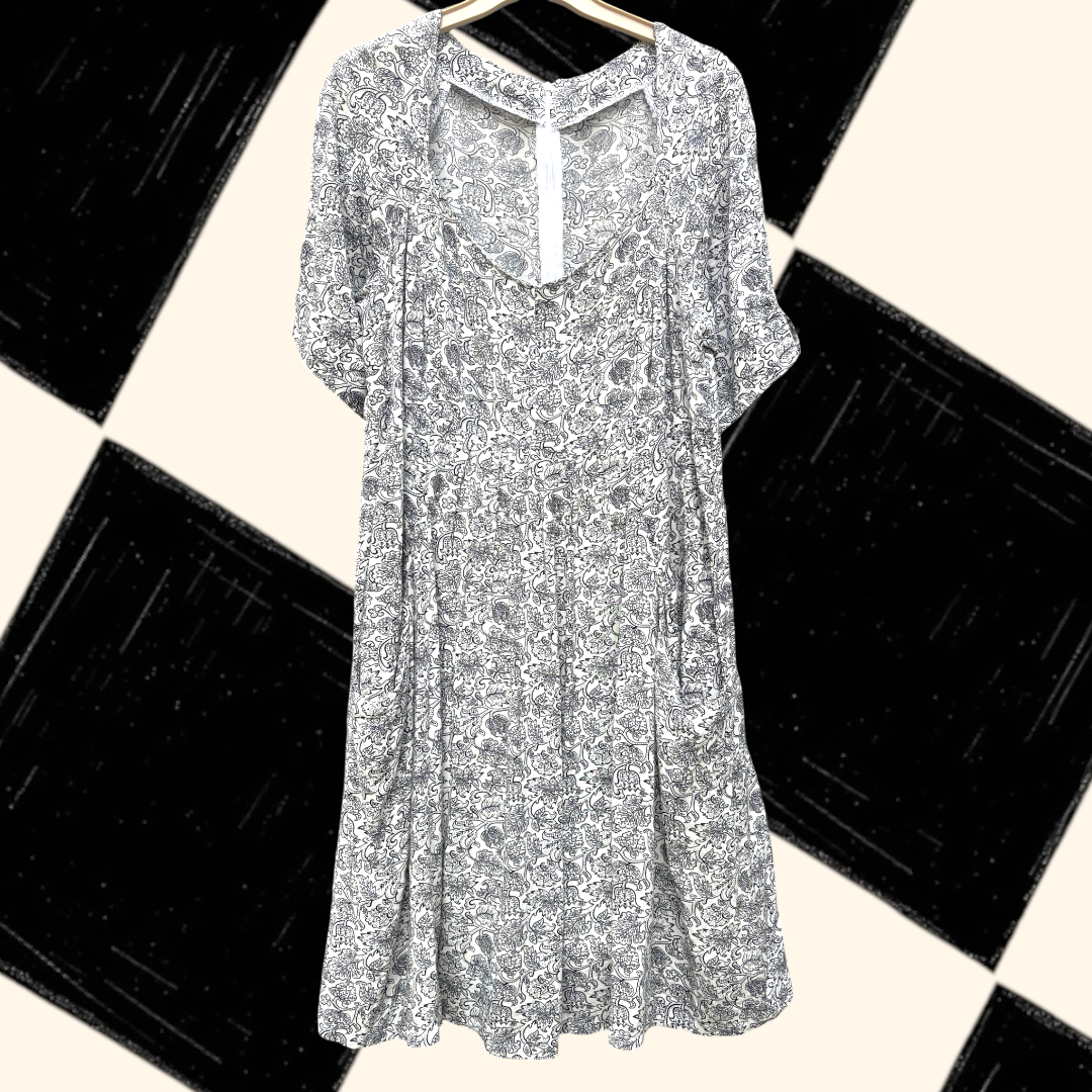 Vintage black and white cotton dress - 12-14 fit