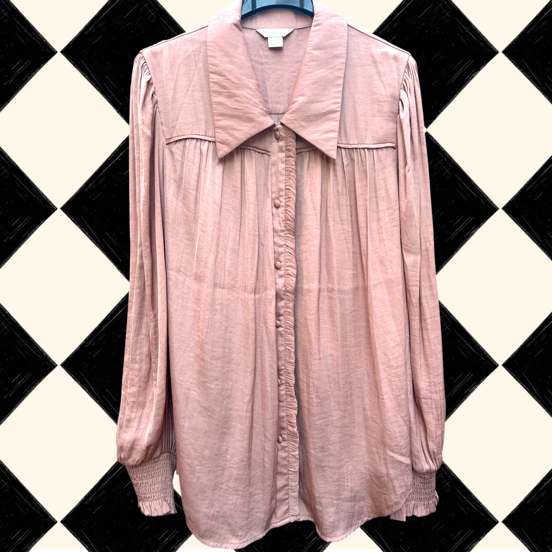 Monsoon, soft matt satin shirt - size 14