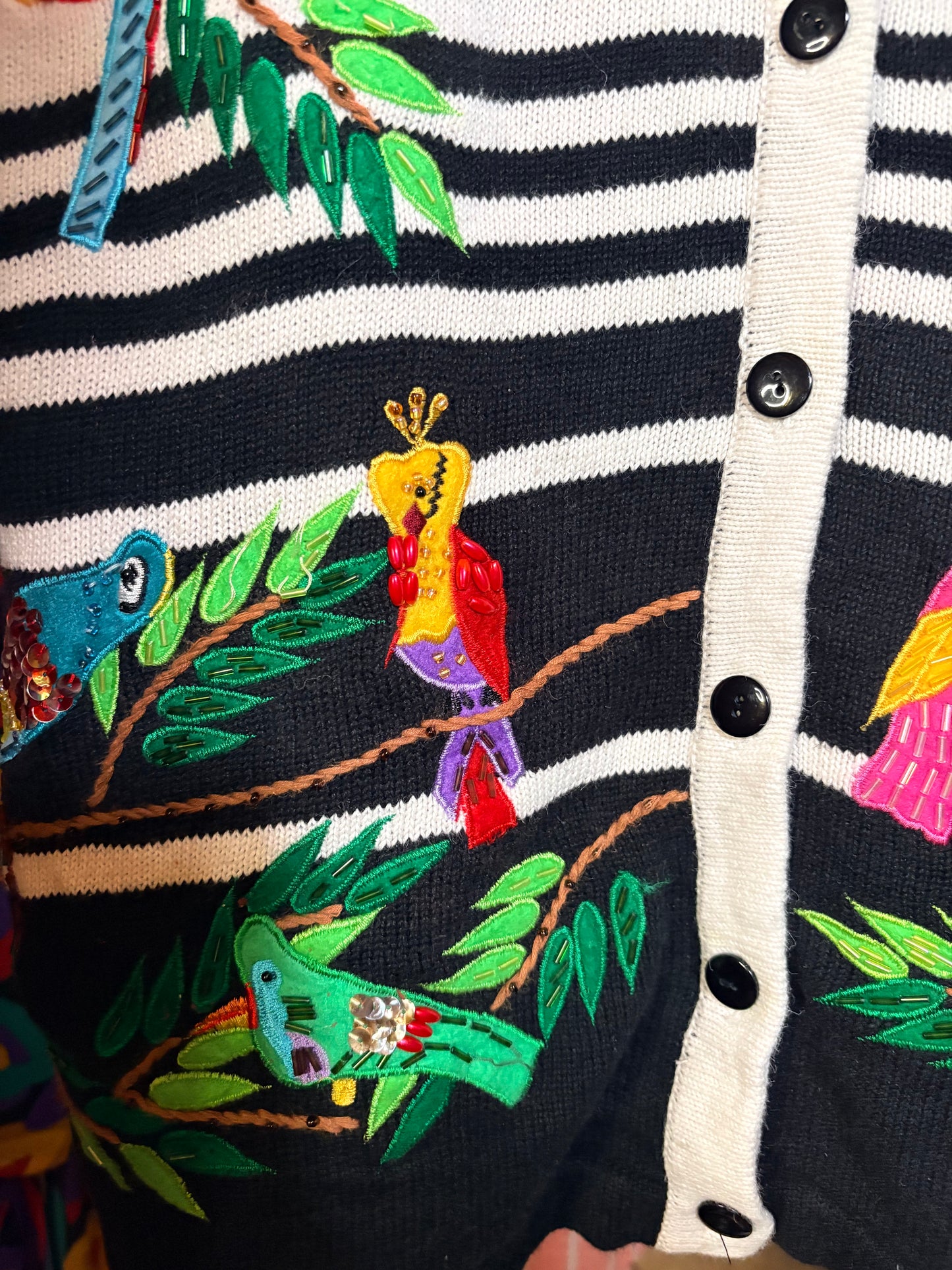 Vintage 80’s Birds of Paradise stripe cardigan - M/L (10-16)