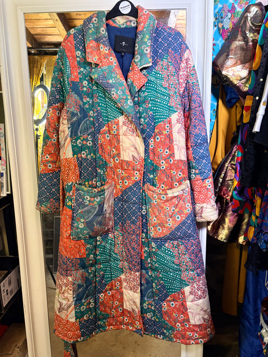Vintage Y2K Seven For All Mankind Quilted Maxi Coat - up to size 16 fit