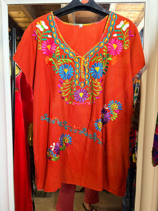 Vintage Mexican Top - rare colour (coral)