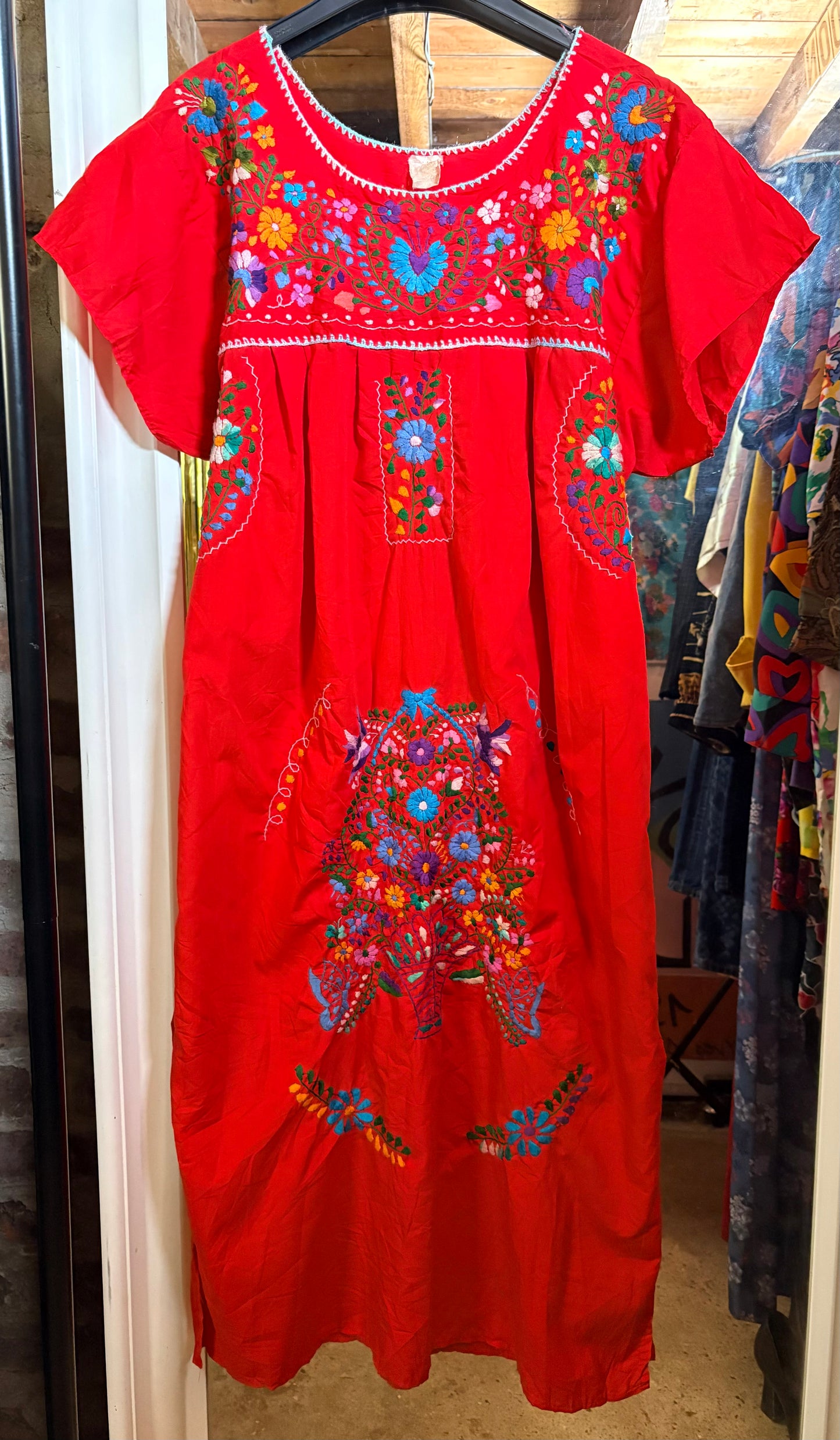 Vintage Red Mexican Dress Dress - size M (up to 14 fit)