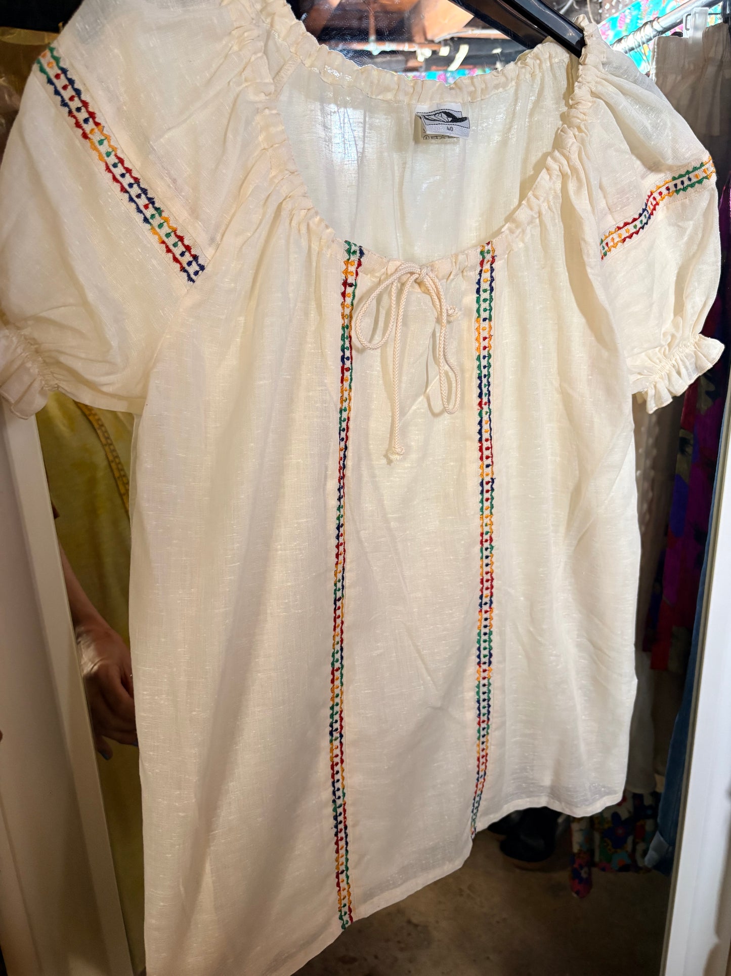Vintage Pure Cotton Mexican Top - size S/M (up to 14)
