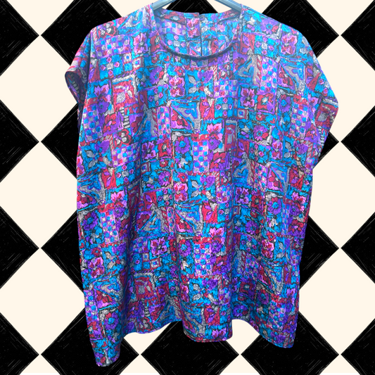 Vintage Silk Floral Top - oversized up to size 16