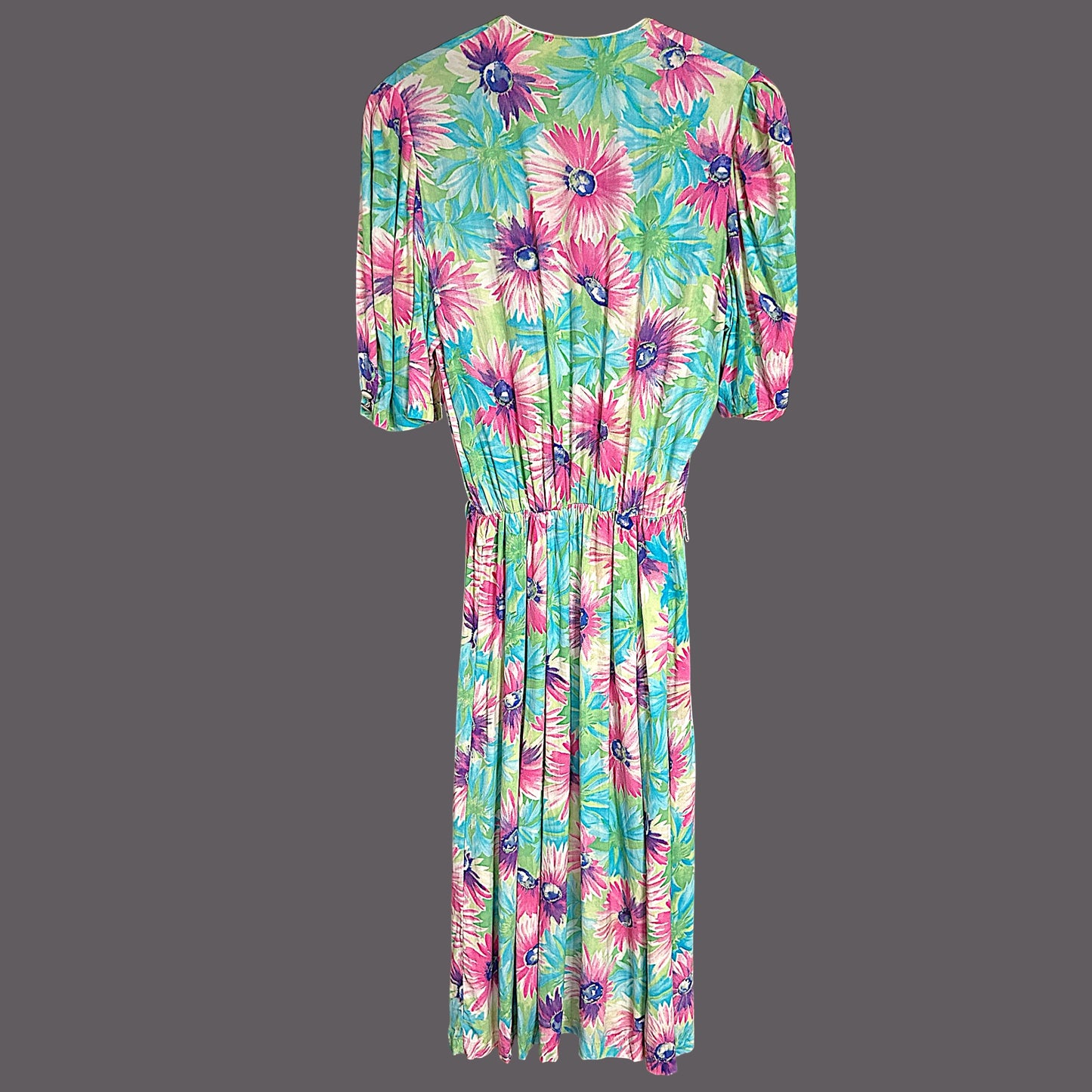 Vintage floral viscose dress - up to 16 fit