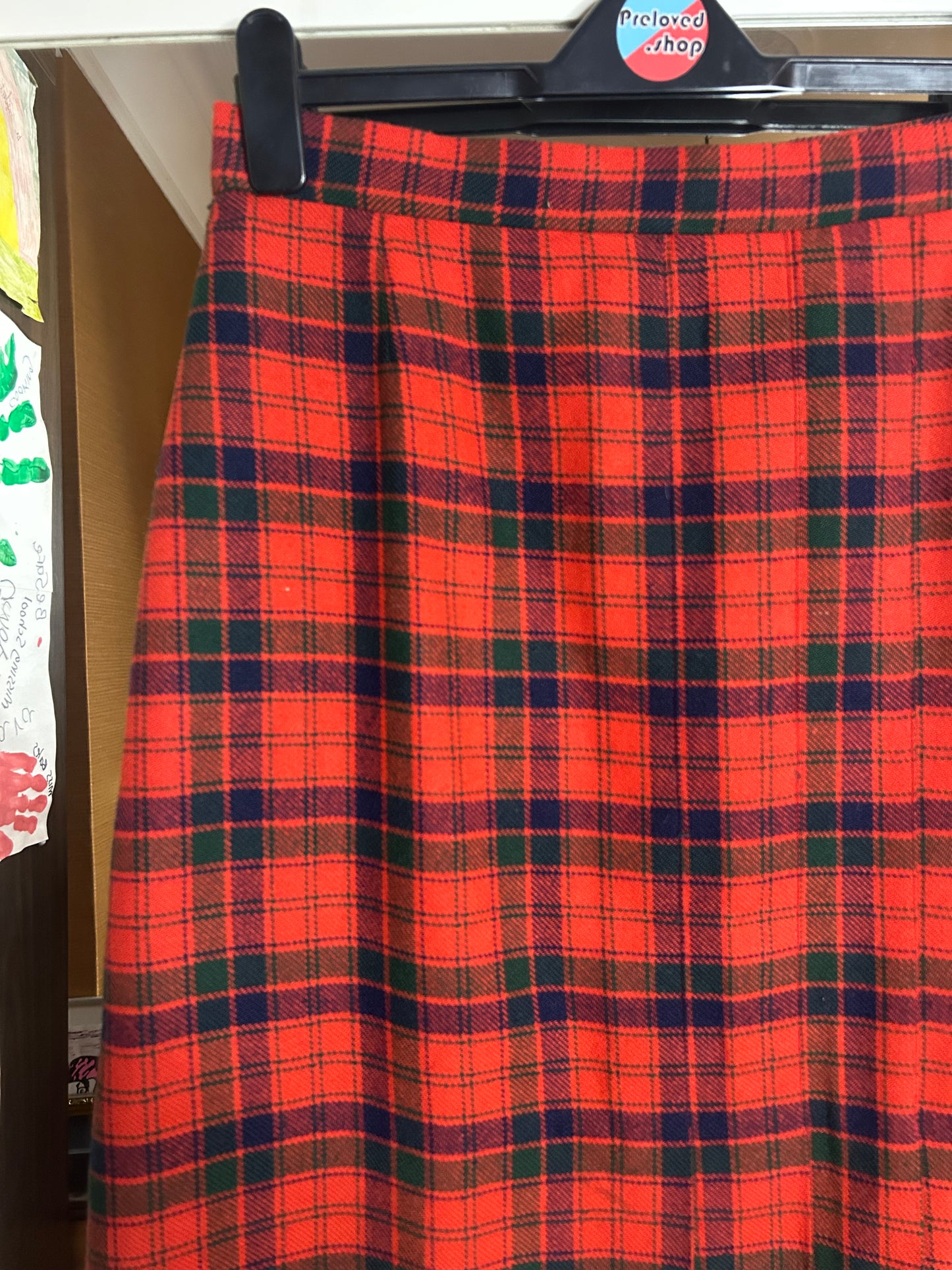 Vintage Red Check Skirt - size 12 - 14 fit