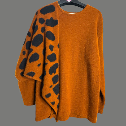 Rare Vintage Animal Jaquard Shawl Detail Light Knitted Jumper - size 10-16 fit