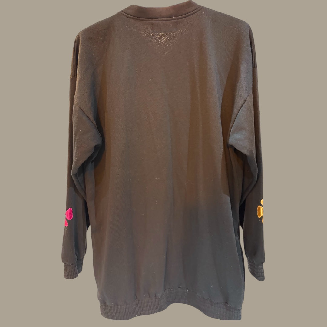 CASAMIA Floral Embroidered and Embellished Zip Up Top - size M/L (up to 16 fit)