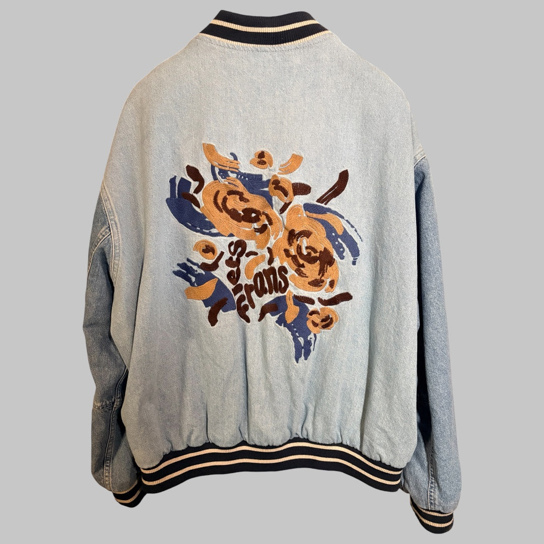 iets frans embroidered denim bomber style jacket - M/L