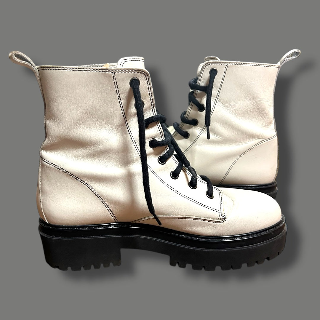 TOP SHOP Classic Leather White DM style Boots - size 7 (40)