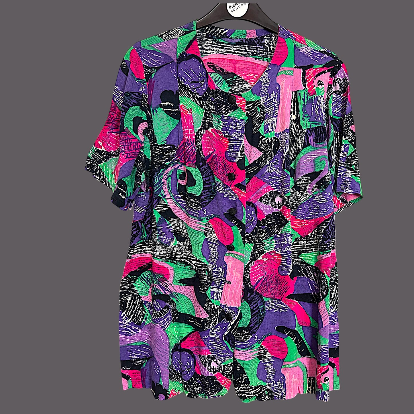 Vintage Rayon Crazy print top - up to size 14 fit