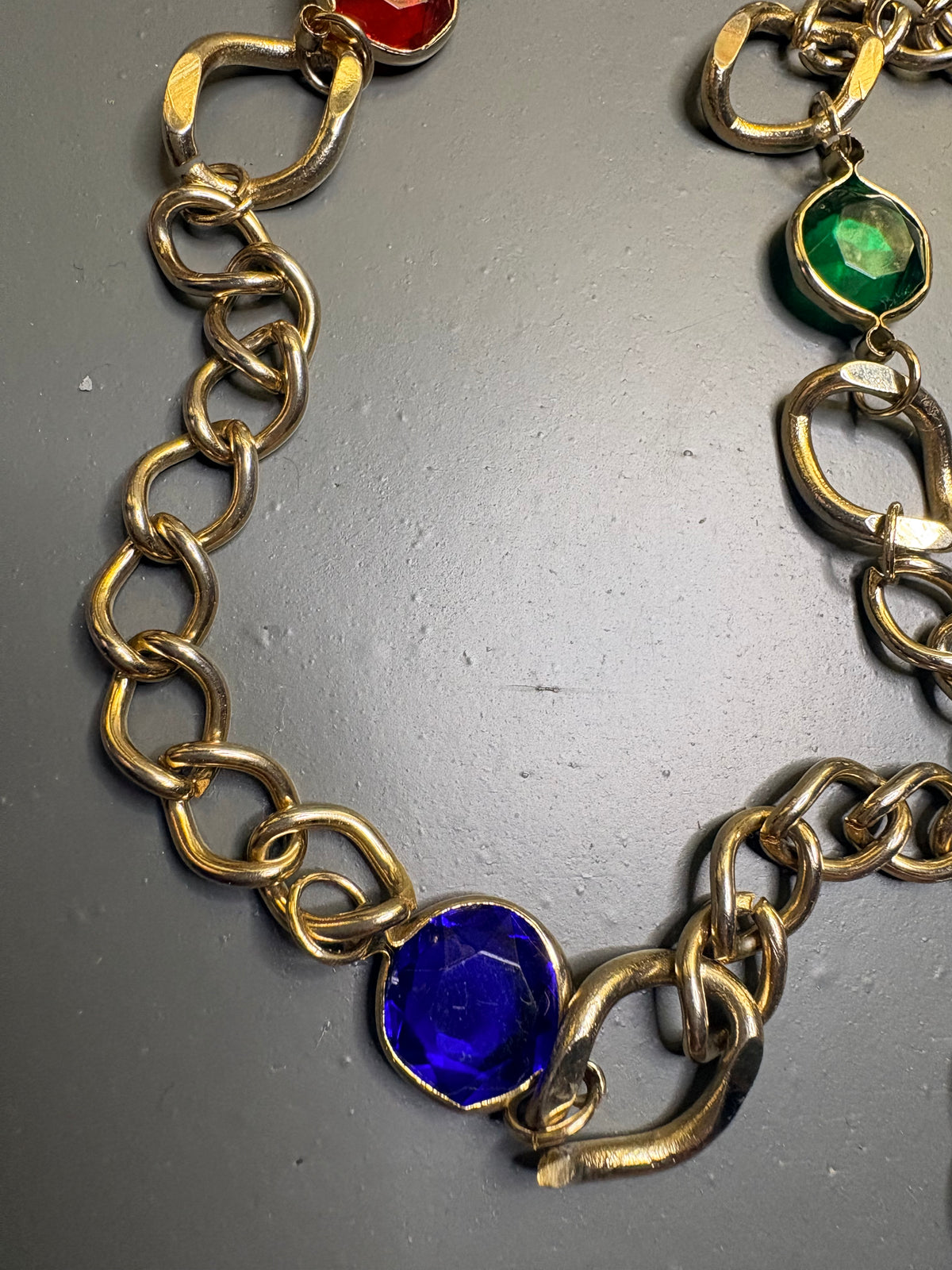 Vintage 80’s Colourful Gems Gold Tone Necklace