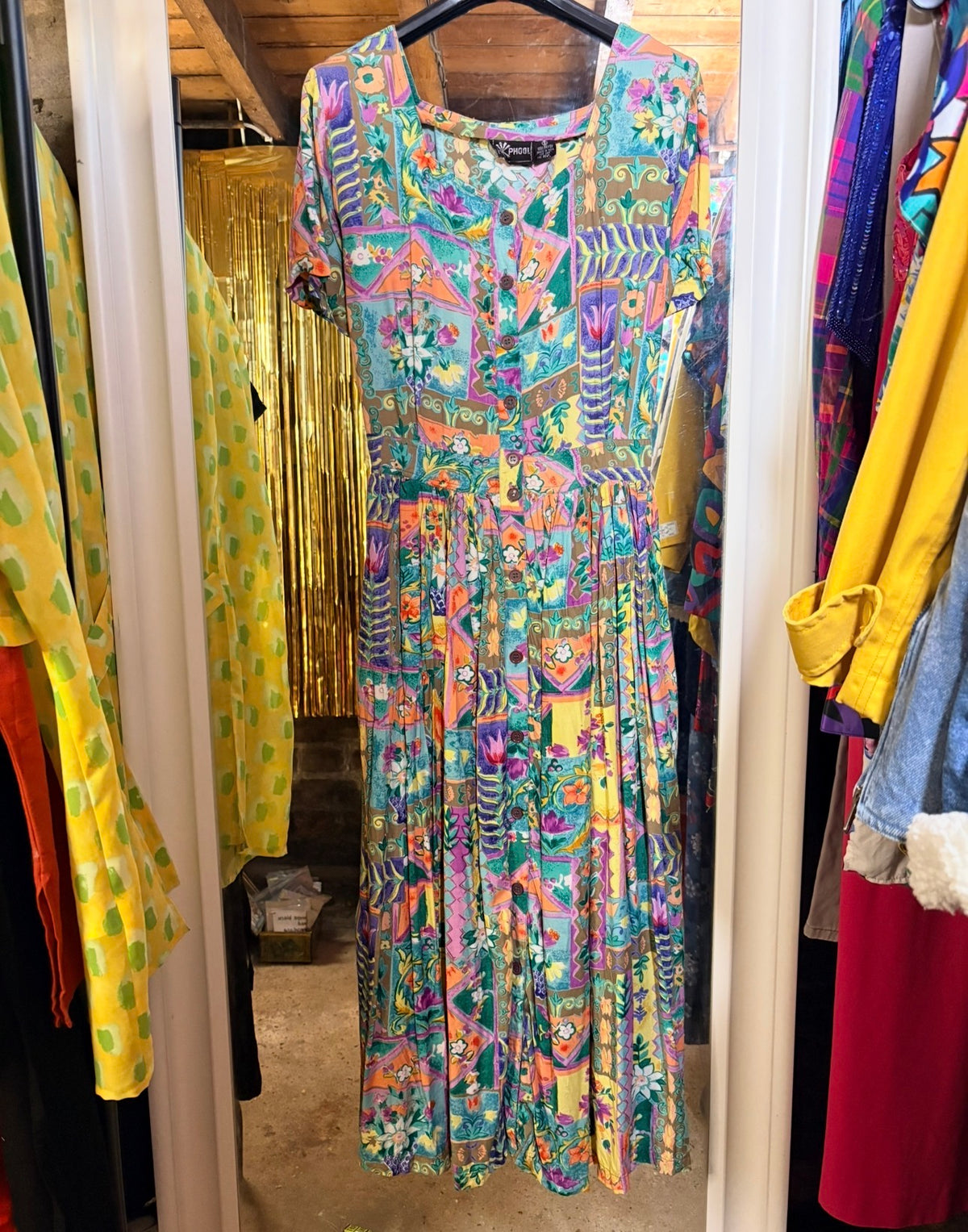 Vintage Phool Rayon Printed Dress - 10-16 fit