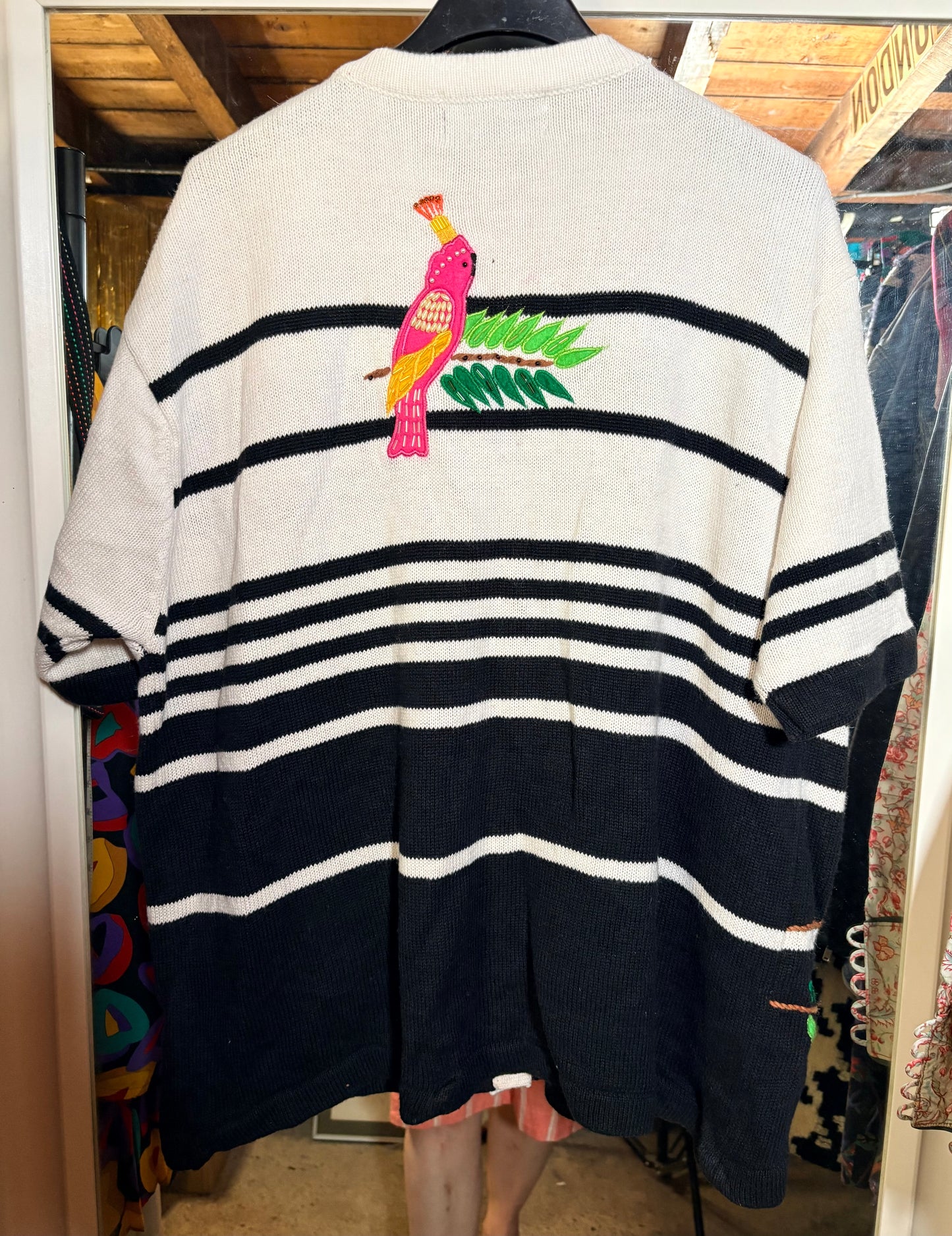 Vintage 80’s Birds of Paradise stripe cardigan - M/L (10-16)