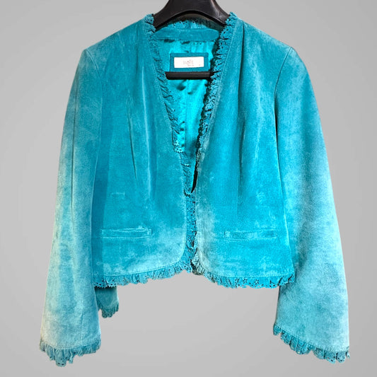 Vintage Blue Suede Jacket - size 10 (10-12 fit)