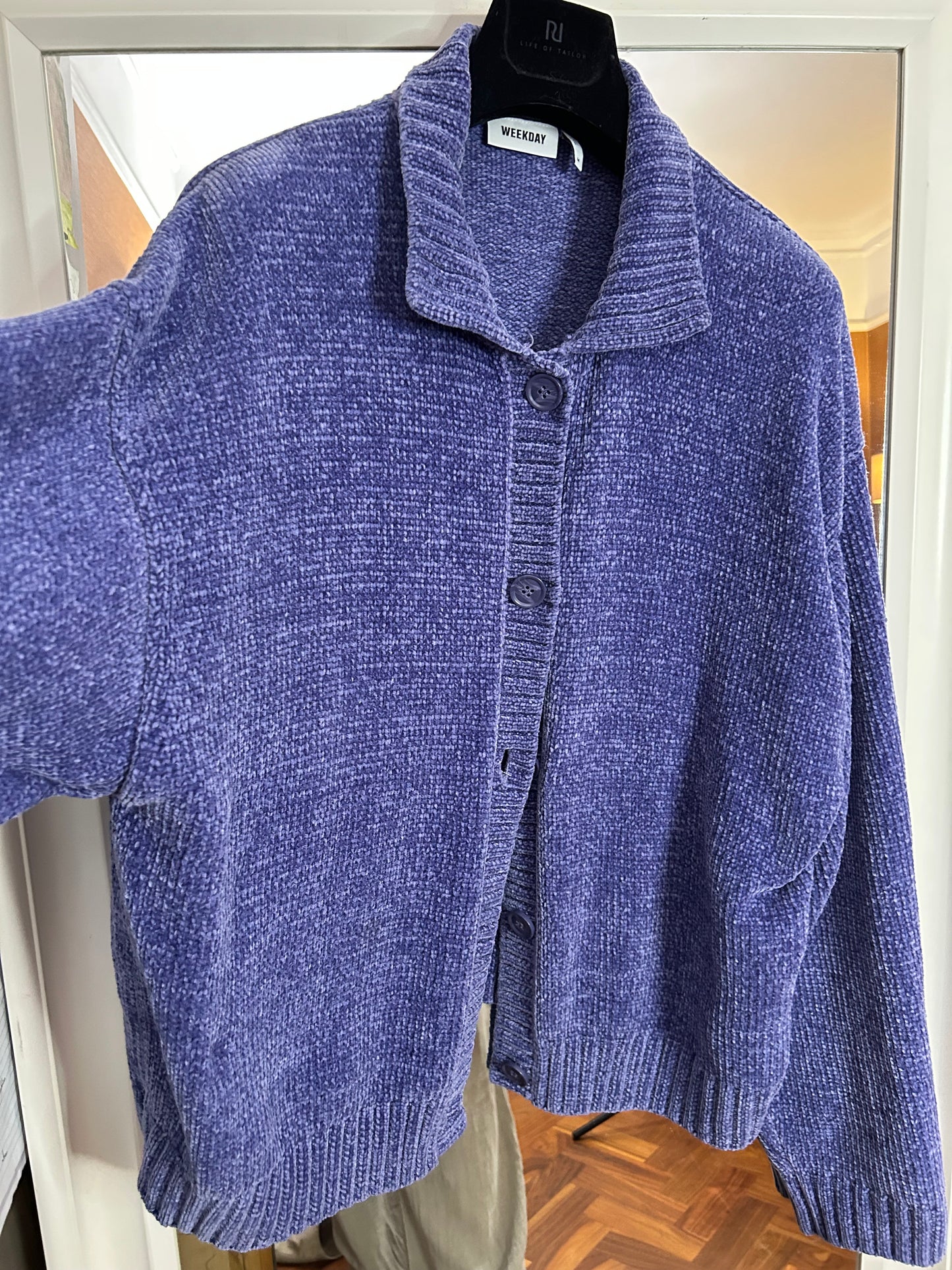 WEEKDAY Lilac Chenille Cardigan - size medium