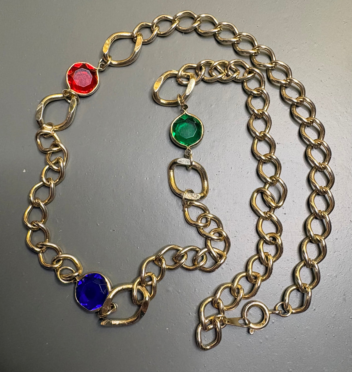 Vintage 80’s Colourful Gems Gold Tone Necklace
