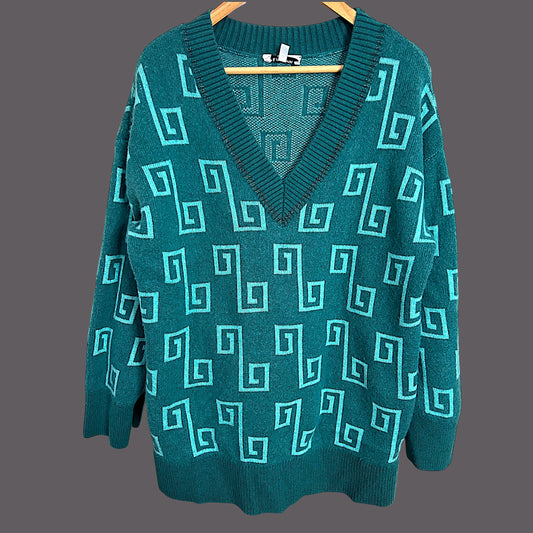 &Other Stories teal Jaquard jumper - up to size 16 fit