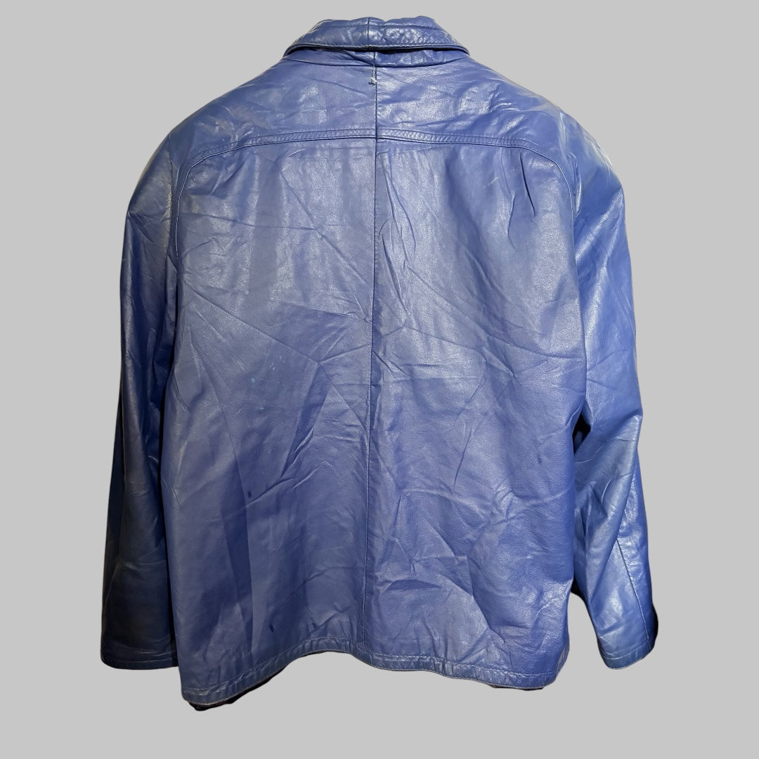 Vintage 80’s Blue Leather Jacket M/L (up to size 16 fit)