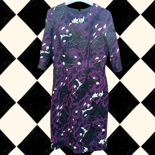 Sample purple shine print dress - size 10-12
