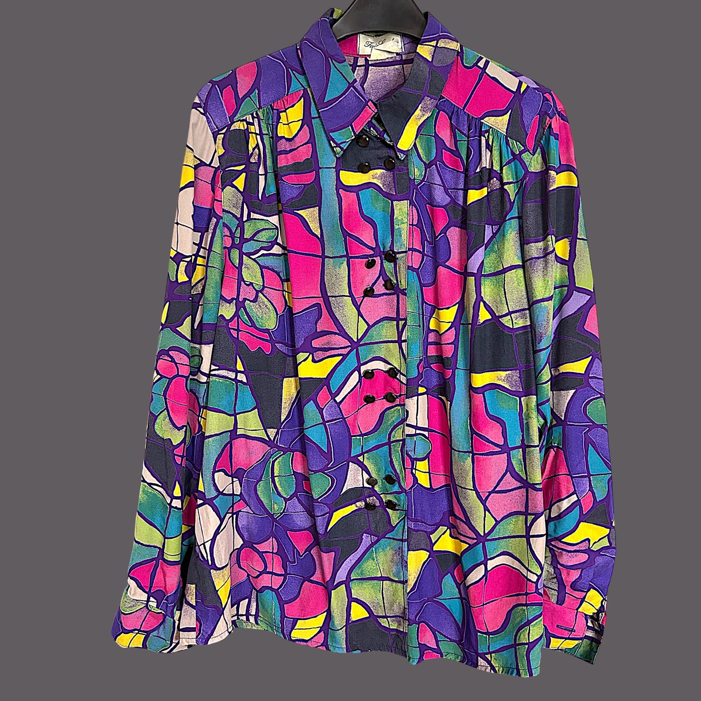 Vintage Premium Abstract Print Shirt, viscose, up to date 16 fit