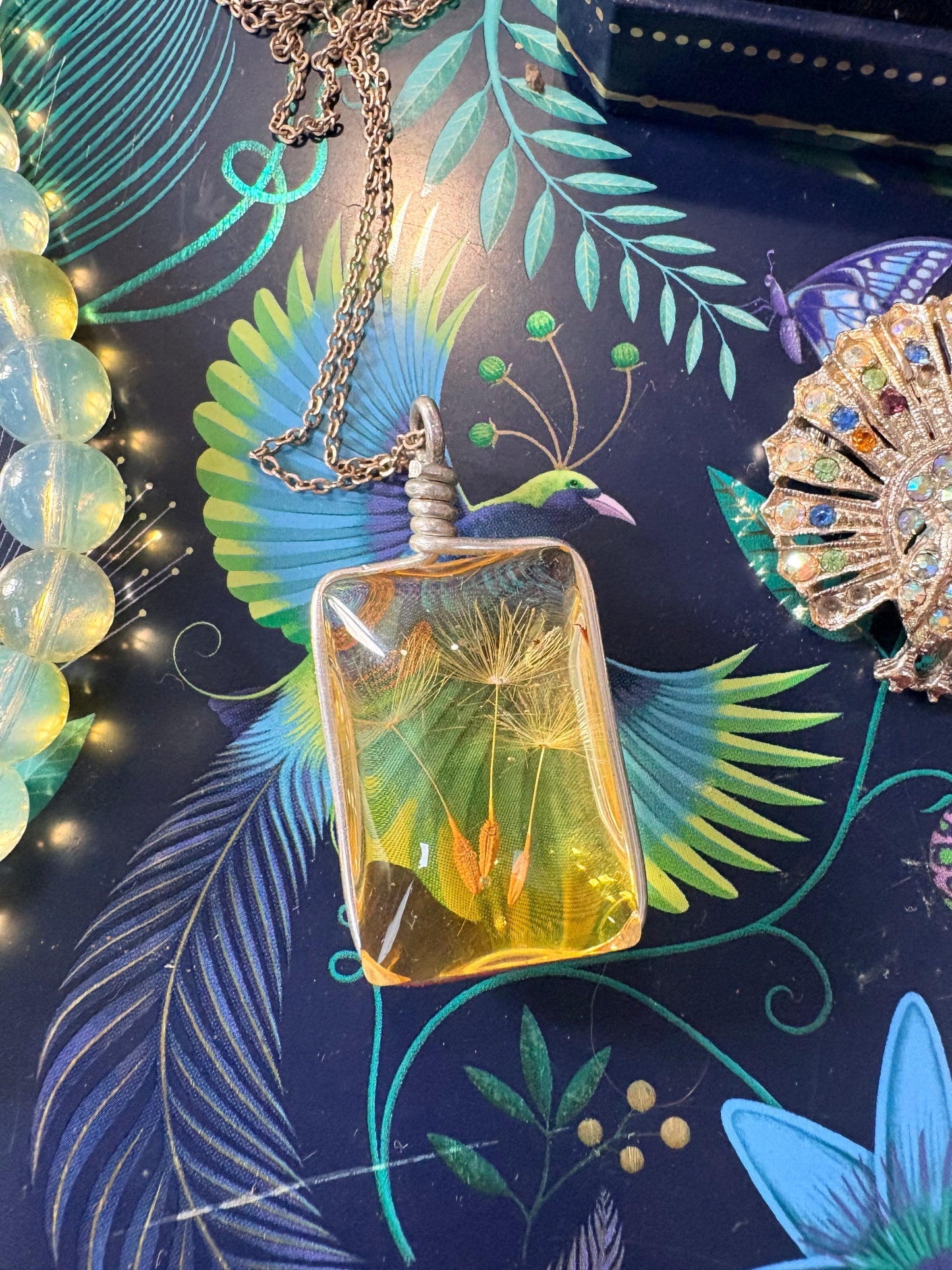 3 Wishes Necklace - Exceptional Vintage Uranium Glass necklace