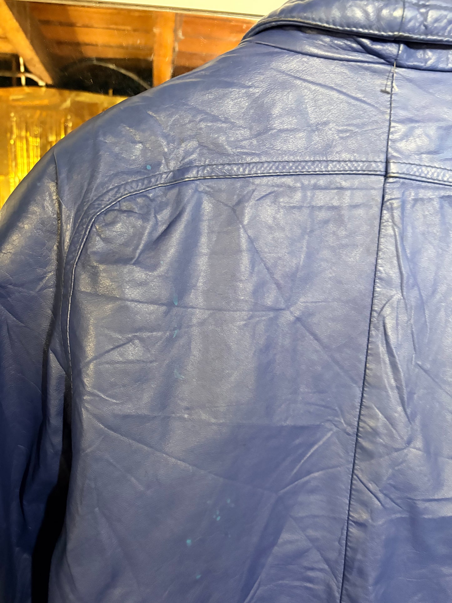 Vintage 80’s Blue Leather Jacket M/L (up to size 16 fit)