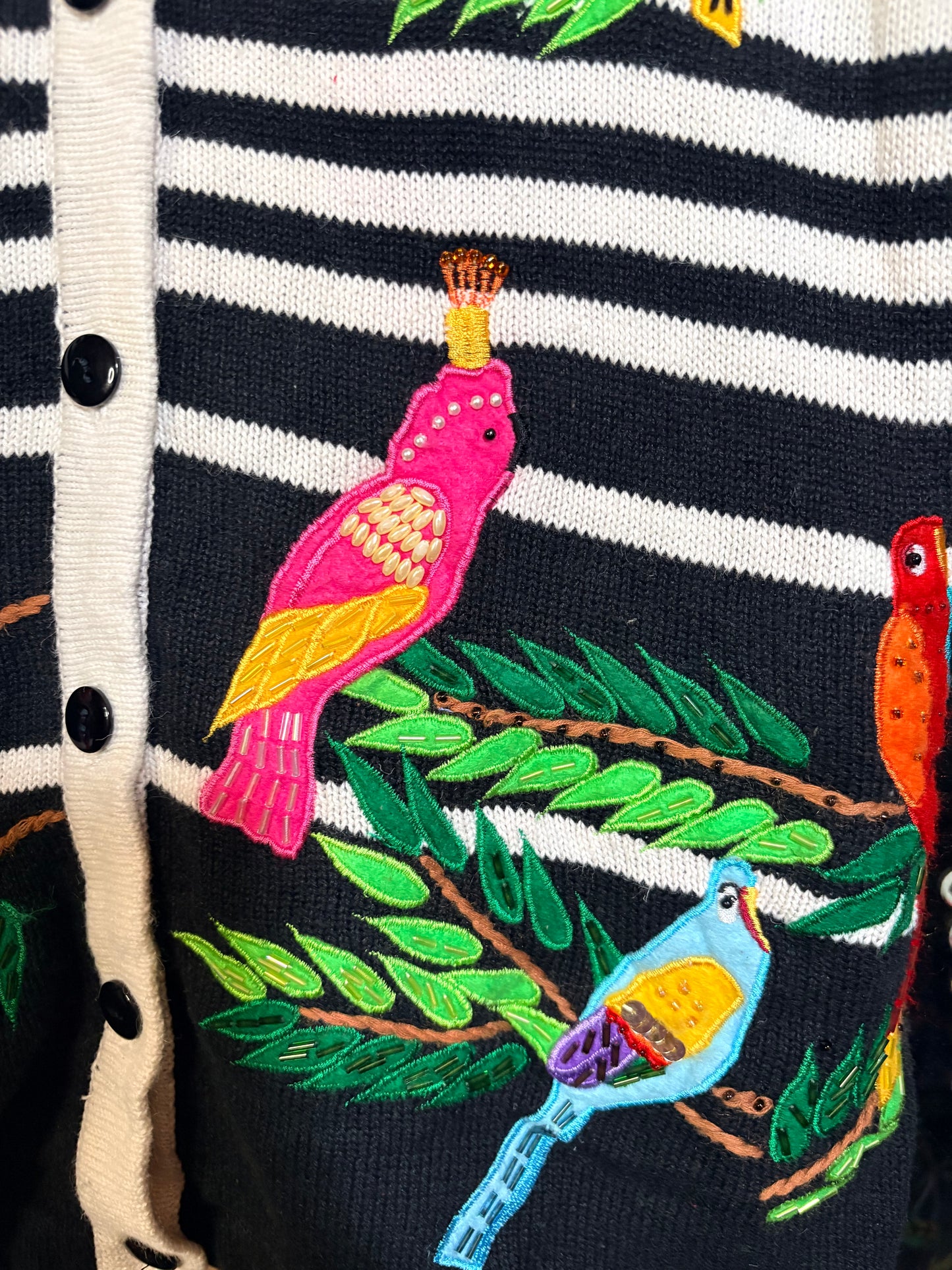 Vintage 80’s Birds of Paradise stripe cardigan - M/L (10-16)