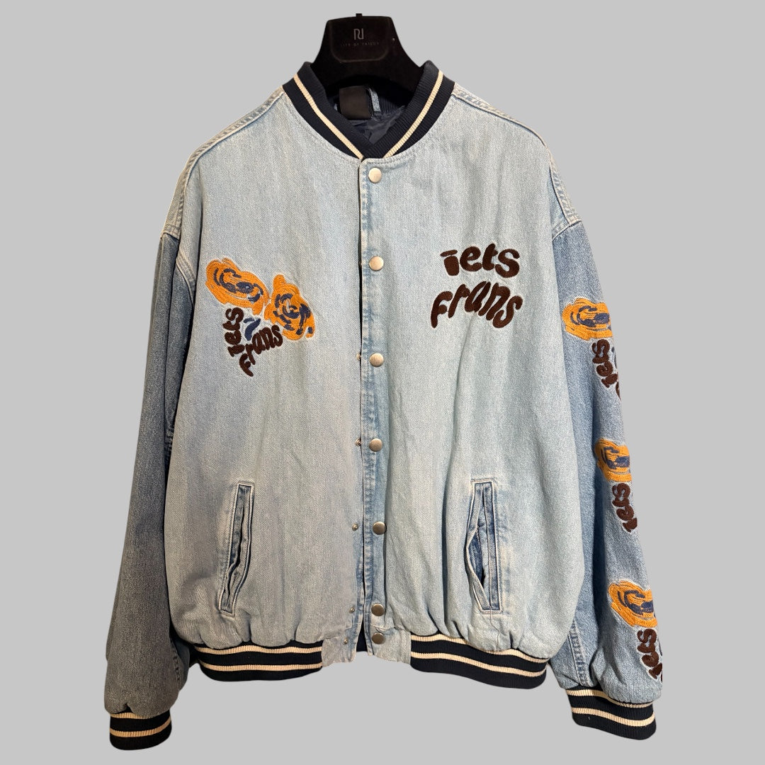 iets frans embroidered denim bomber style jacket - M/L