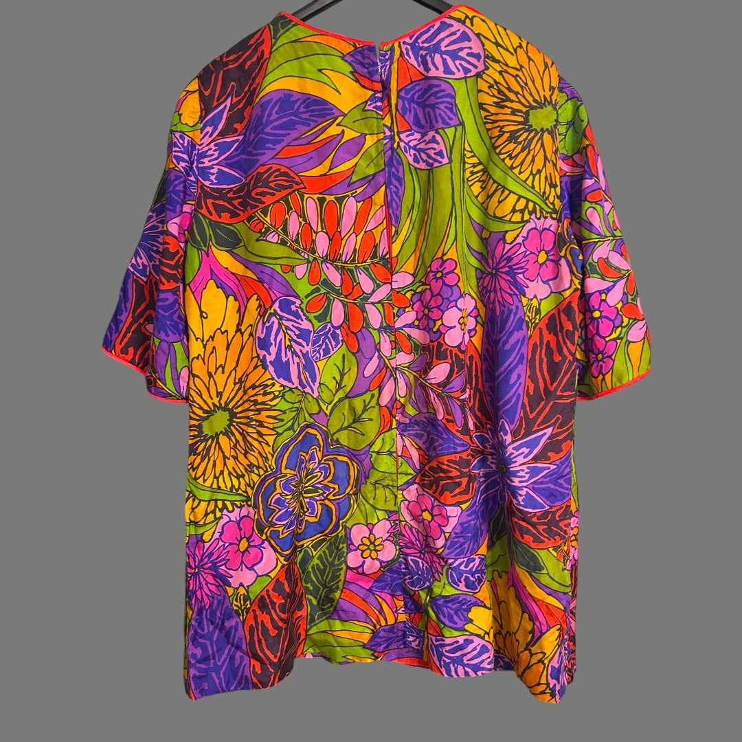 Vintage 70’s Hand Made Colour Print Top - up to size 18 fit