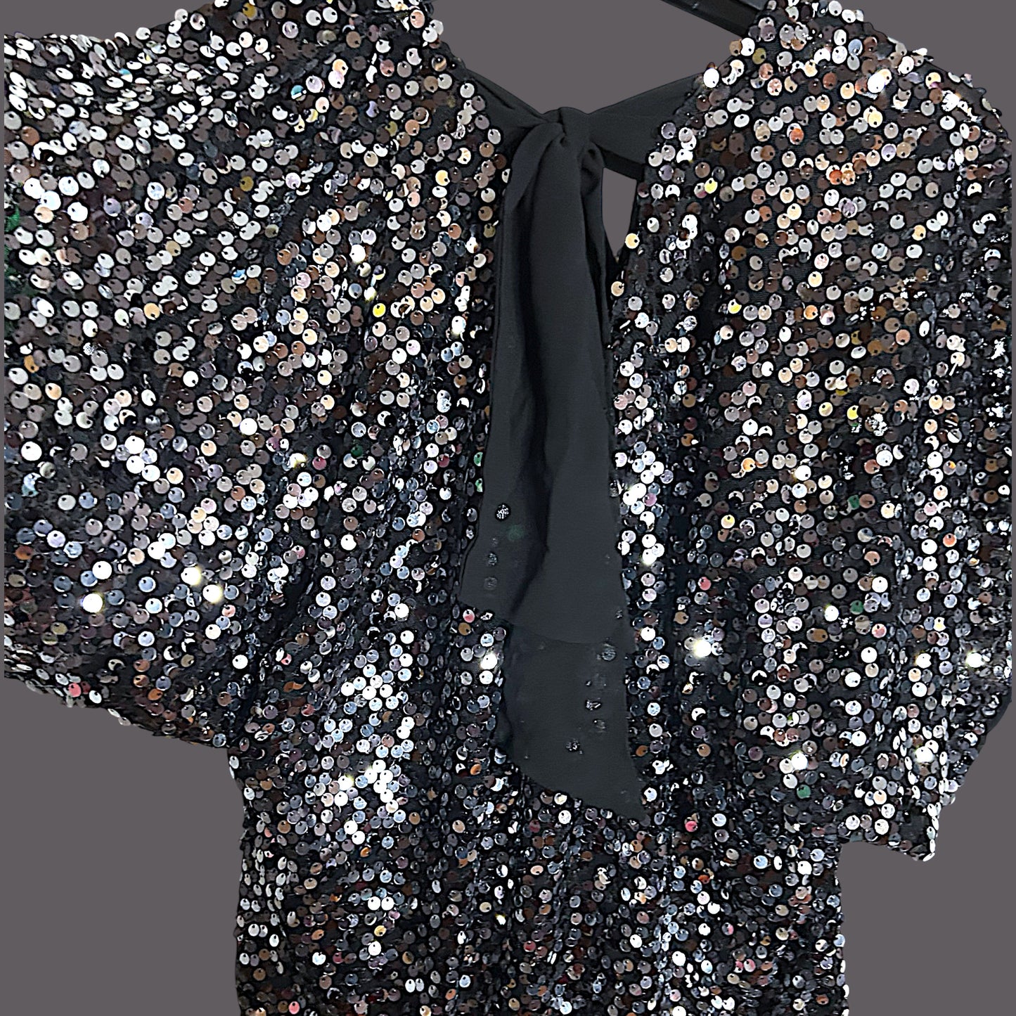 Vintage 90’s Silver Black Super Sparkle Top - size Medium (10-16 fit)