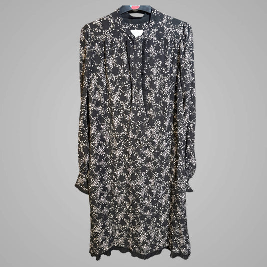 GHOST 90’s Black Ditzy Print Dress - size 14-16 fit