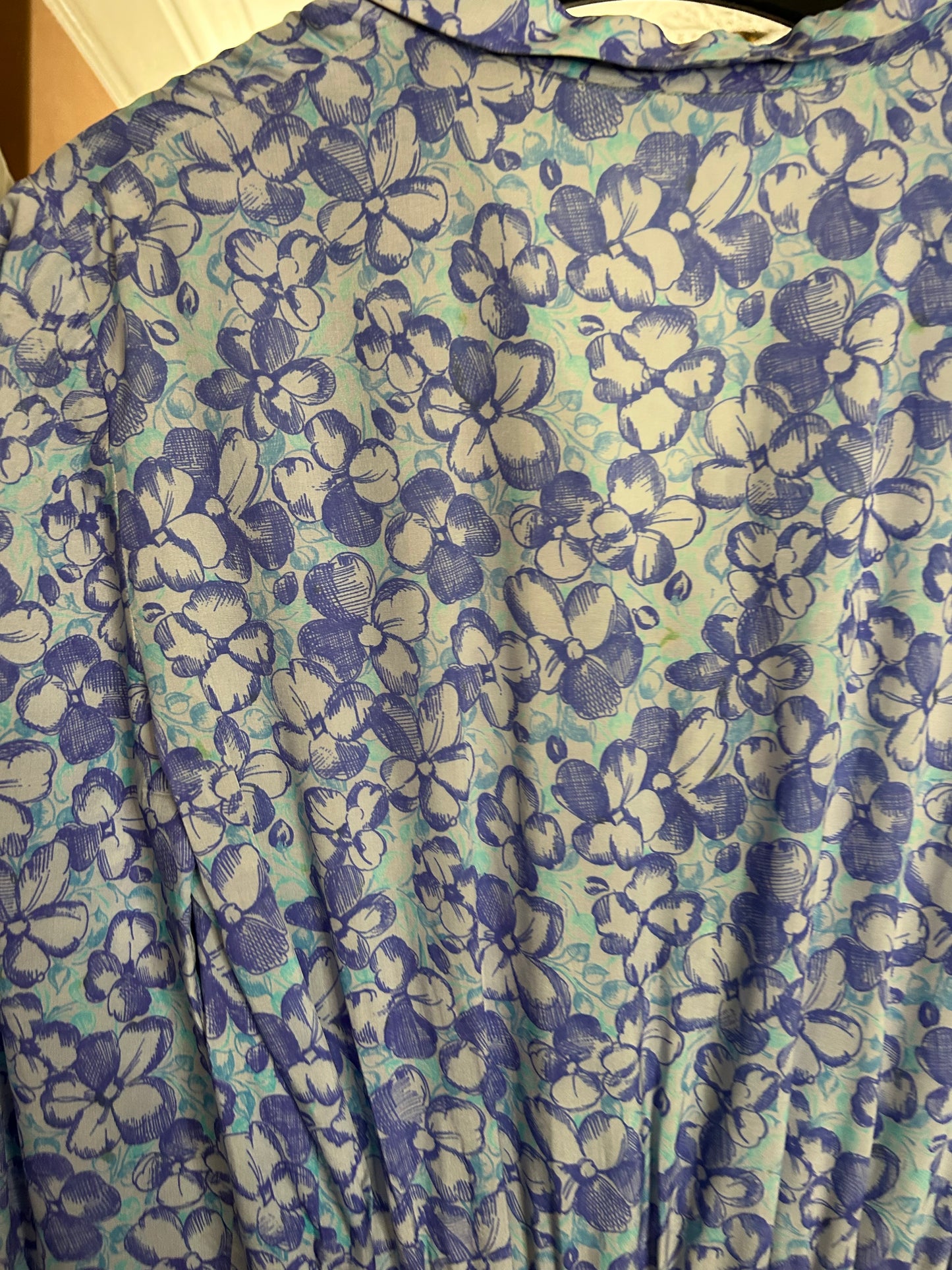 Vintage Blue Print Dress - 10-14 fit