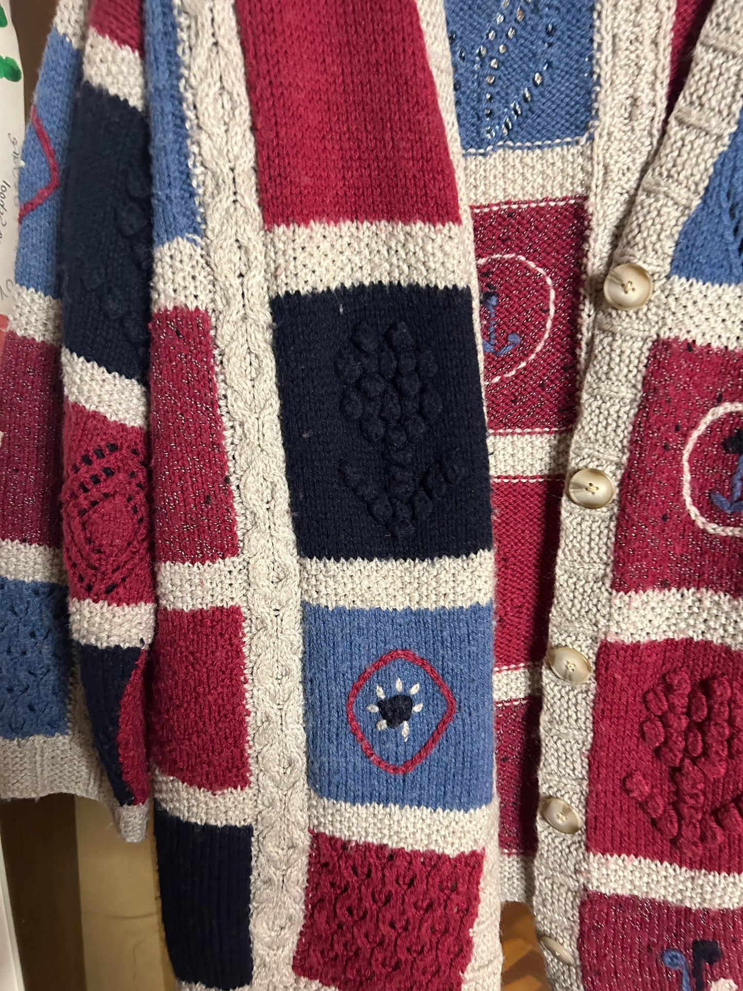 Vintage amazing pink and blue squares cardigan - up to 18 fit