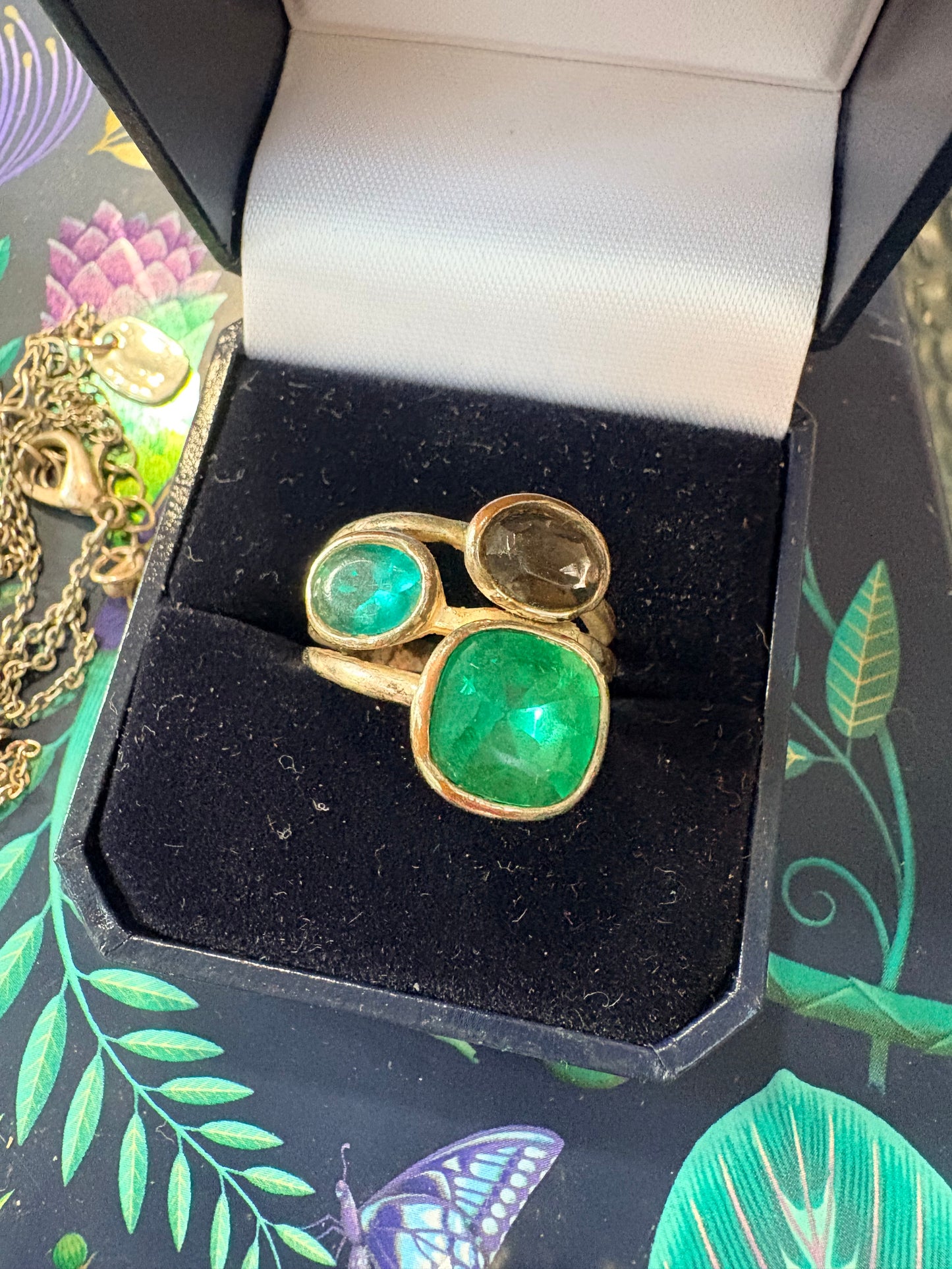 Vintage Uranian Glass Ring, size N-O