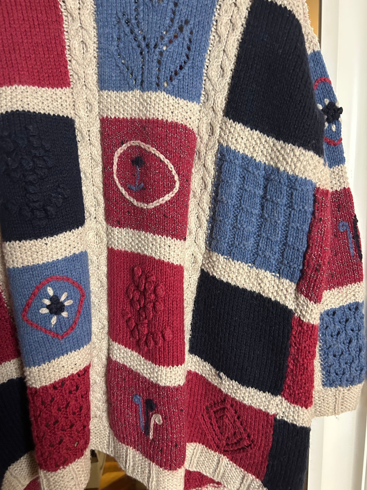 Vintage amazing pink and blue squares cardigan - up to 18 fit