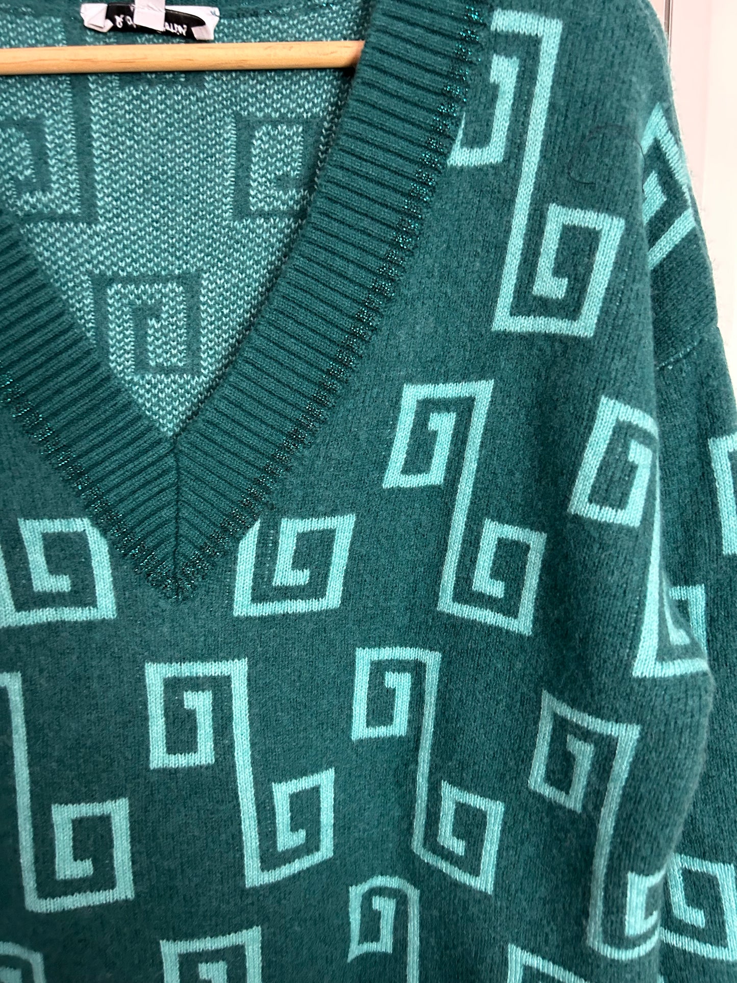 &Other Stories teal Jaquard jumper - up to size 16 fit