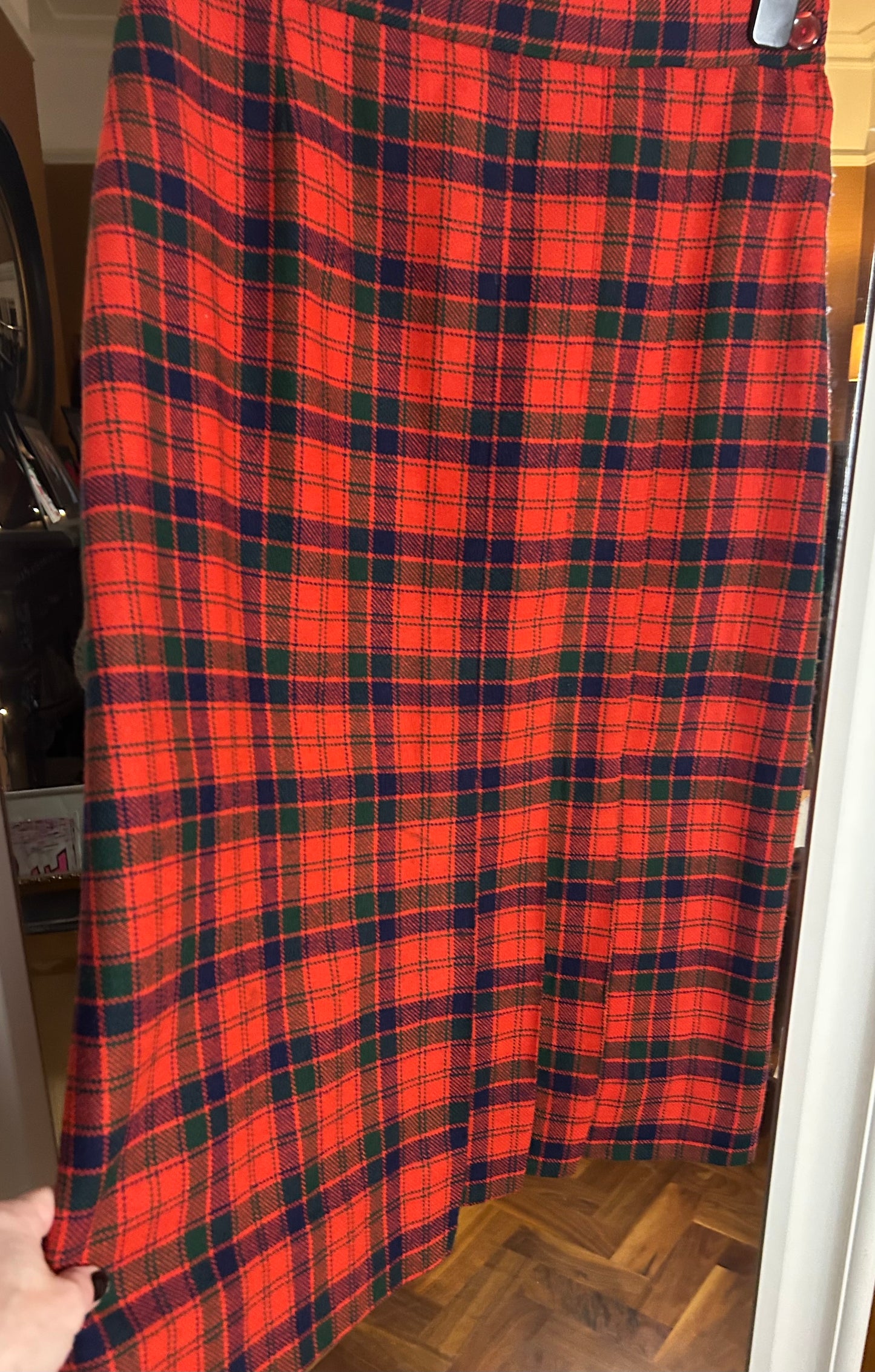 Vintage Red Check Skirt - size 12 - 14 fit