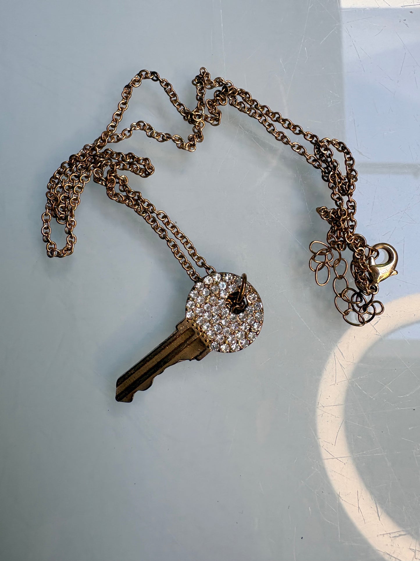 Vintage Diamanté Key Necklace