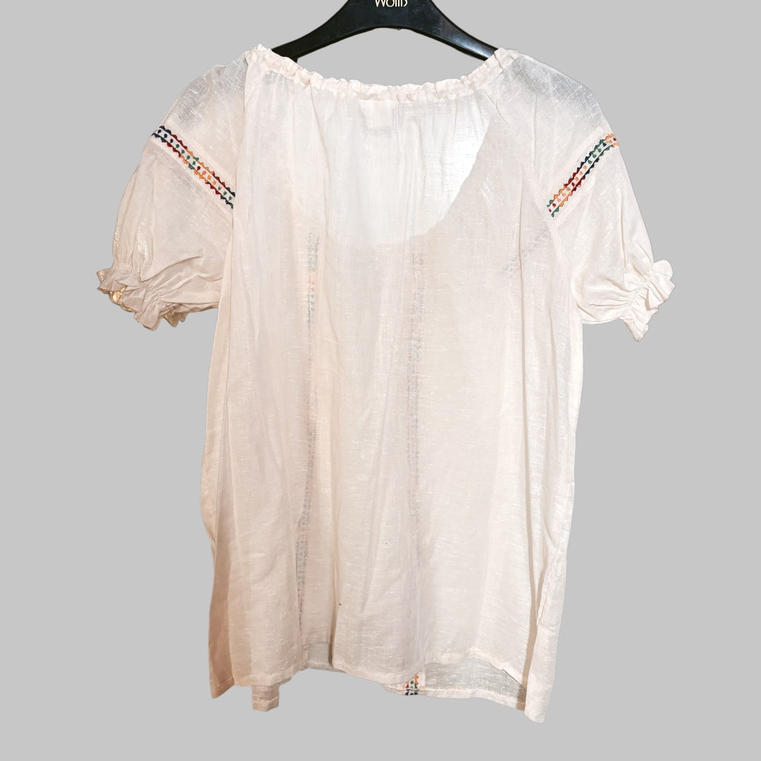 Vintage Pure Cotton Mexican Top - size S/M (up to 14)