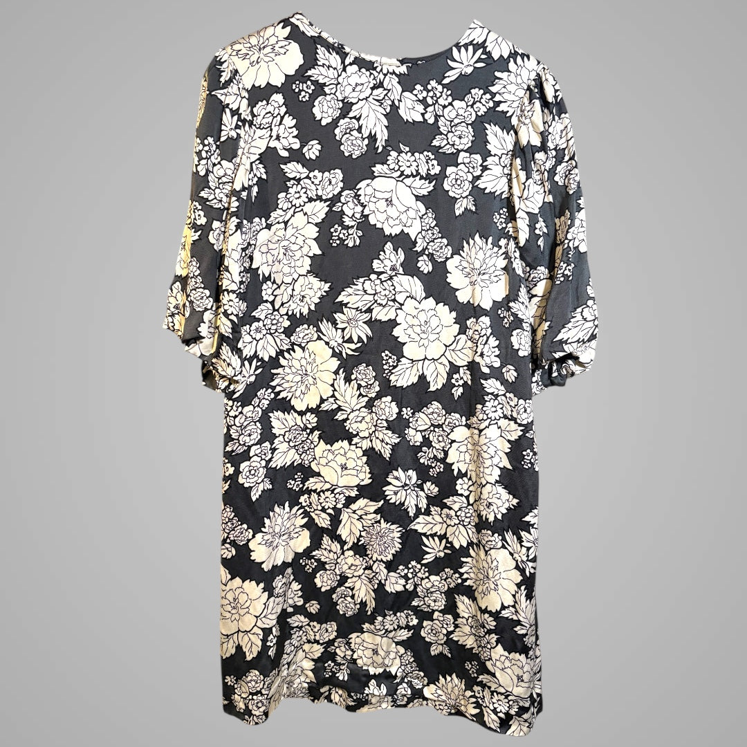 ARKET, amazing monochrome floral dress - size 12-14 fit